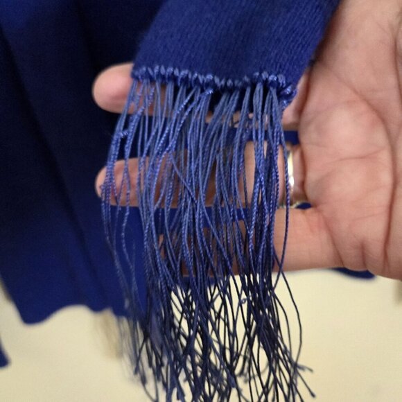 Stunning Royal Blue Crewneck Cashmere Sweater Matching Scarf Size S - Picture 3 of 4